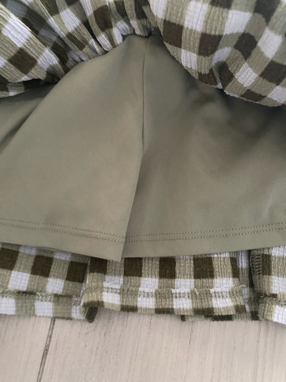 Cato Olive Green & White Gingham Ruffle Skirt - Picture 4 of 4